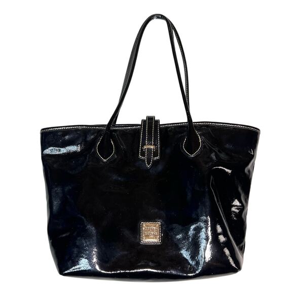 Dooney & Bourke Black Patent leather tote bag with dust bag - Picture 1 of 7